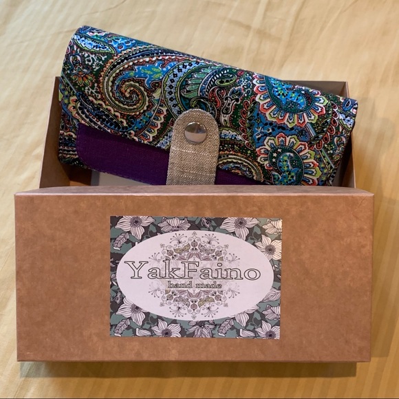 New Purple and Paisley YakFaino Vegan Purse Wallet - Picture 1 of 13